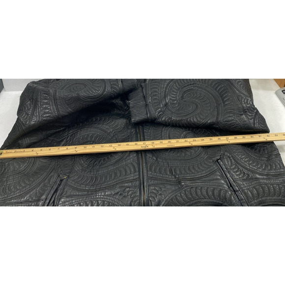 Anthm Design Co Leather Jacket Mens Size 6XL Full Zip Bomber Biker Black‎ Swirl - Picture 11 of 16